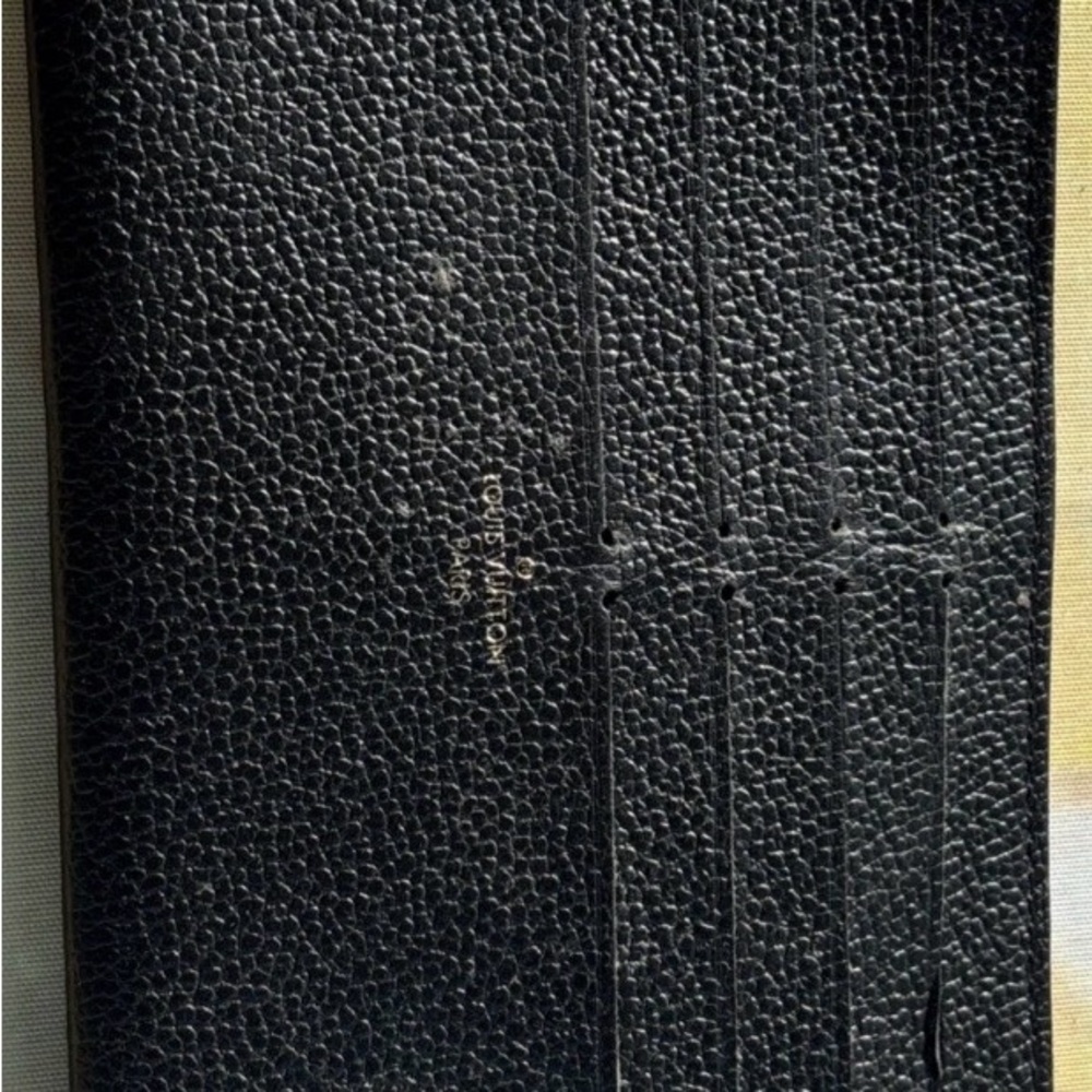 Louis Vuitton Black Textured Leather Slim Card Case with Gold Logo